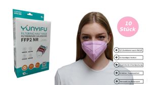 10 Stück Yunyifu FFP2-Maske, mit Gepolsterten Komfort Bügel,  nach EN149, CE2163（Rosa）