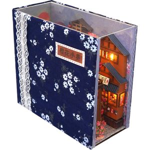 Book Nook DIY Book Nook Kit mit LED-Licht Regal Einsatz Alley Miniatur Puppenhaus Modellbau Set Handwerk für Geburtstagsgeschenke Home Desk Dekoration