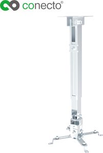 conecto CC50281 Deckenhalterung + Wandhalterung für Beamer, neigbar: -15° bis +15°, schwenkbar: -8° bis 8°, nicht drehbar, Deckenabstand: 430-650mm, Traglast: max. 20,0kg, universeller Montagebereich: 225-316 mm, weiß