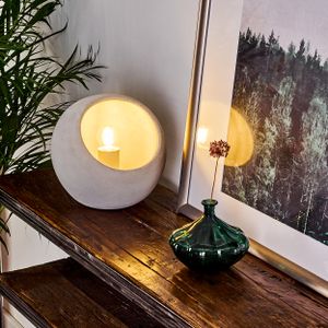 »Limbiate« moderne Tischlampe aus Beton in Grau, Tischleuchte m. An-/Ausschalter am Textilkabel, Ø 21 cm, 1-flammig, 1 x E27 max. 20 Watt