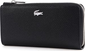 LACOSTE Leder Geldbörse Chantaco Classics Slim Zip Wallet Noir schwarz