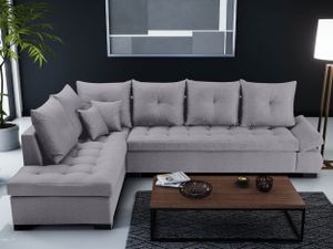 Gemütlich Schlafsofa - Wohnzimmer - Wohnlandschaft - L-Form Couch - Modern Ecksofa - LORD Hellgrau