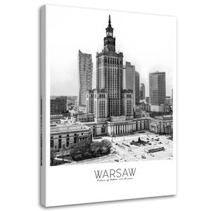 Feeby Leinwandbild Wandbild 60x90 Vertikal Schwarz und weiß Schwarz und weiß Kulturpalast Warschau
