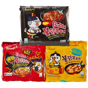 Samyang BULDAK Ramen Combo | Kennenlernbox | 5er Pack Hot Chicken & 5er Pack Käse & 5er Pack 2x Spicy