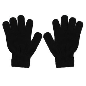 Handschuhe Solide Farbe Multi-Use Acryl Uni Full Finger warme Fäustlinge für den Winter - (schwarz)