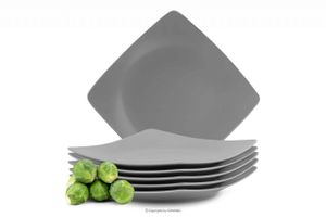 Konsimo Dezertní talíř 6 ks. "EPIRI" Možné prát v myčce nádobí a používat v mikrovlnné troubě, Šedá, keramika, MODERNÍ, 21x21 cm