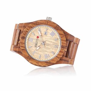 Bonizetti Herrenuhr GROßGLOCKNER Zebraholz Braun Durchmesser 4,6cm Holzuhr, Holzarmband, Armbanduhr