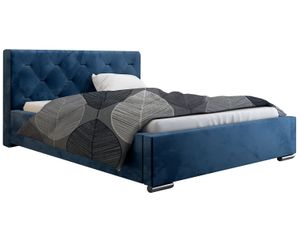 GRAINGOLD Schlafzimmerbett Glamour 120x200 cm More - Doppelbett mit Lattenrost und Bettkasten - Blau
