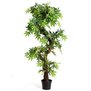 COSTWAY Umelá rastlina, Deco Plant Green, umelá izbová rastlina, umelý strom s pravým dreveným kmeňom, 160 cm