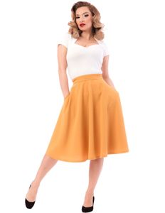 Steady Clothing Tellerrock Pocket High Waist Thrills Mustard Vintage Swing Skirt Retro