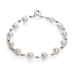 Armband aus Süßwasser Perlen Zuchtperlen creme weiß Perlenarmband elegant Hochzeit