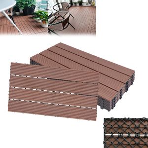 LARS360 12 Stück WPC Fliese, 2qm 30x60cm Terrassenfliesen Balkonfliesen Klickfliese Terrassendielen Balkon Garten Braun