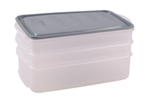 BURI Aufschnittdosen-Set Aufschnittbox Frischhaltedose Kühlschrankdose Vorratsdose, Farbe:hellgrau, Farbe:grau