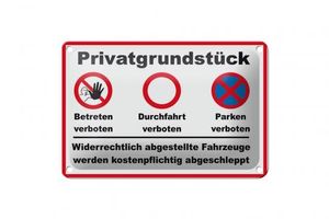 Blechschild Parken 18x12 cm Privatgrundstück betreten Verbot Deko Schild