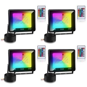 Jopassy Reflektor LED 50W Reflektor zewnętrzny RGB z pilotem Reflektor LED RGB Reflektor LED RGB 4 szt