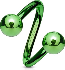 viva-adorno Lippenpiercing Chirurgenstahl Labret Spirale Twister Doppelkugel verschiedene Farben und Größen Z400,grün 1,2x10x4mm