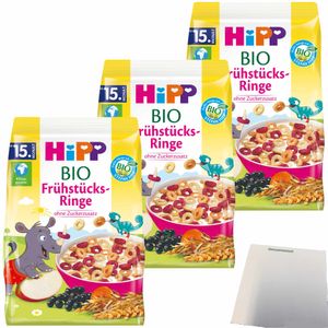 HippKinder Frühstücks-Ringe ohne Zuckerzusatz 3er Pack (3x135g Packung) + usy Block