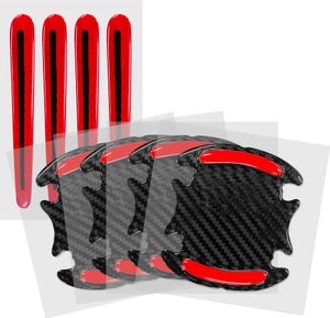 kwmobile 8x Universal Auto Türgriff Lackschutzfolie - Folie - Schutzfolie Griffmulden und Griff Schwarz Rot 9,1 x 8,3 + 13 x 1,7 cm