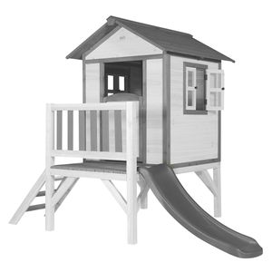 AXI Spielhaus Beach Lodge XL in Weiß mit Rutsche in Grau | Stelzenhaus aus  Holz für Kinder | Kleiner Spielturm für den Garten