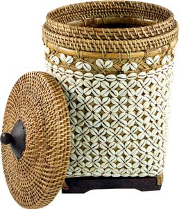 Exclusiver Exotischer Korb mit Deckel, Aufbewahrungskorb, Braun, Rattan, 42*30*30 cm, Körbe