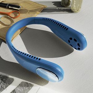Tragbarer Mini Ventilator, Halsventilator USB Ventilator 4000mAh Sportfan Wiederaufladbarer Lüfter ,Faul Hals Hängender Fan Hands-Free (Blau)