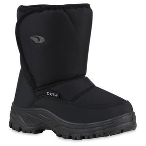 VAN HILL Kinder Warm Gefütterte Winter Boots Outdoor Profil-Sohle Schuhe 840866, Farbe: Schwarz, Größe: 28