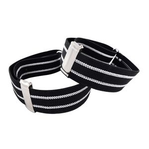 axy® 1 Paar Herren Hemd Ärmelhalter - Hülsenhalter - Ärmelband - elastisch und größenverstellbar-Schwarz mit 2 weiß Streifen