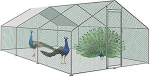 TRMLBE Chicken Coop Small Animal Coop Outdoor Enclosure Chicken House Roof Poultry House with PE Sunshade Roof and Lock for Chicken Cage Bird Cage Small Animals Pet Cage Galvanised Steel (3x6x2m)