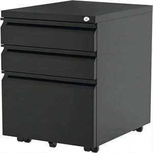 FLEXISPOT Aktenschrank CB32 Rollcontainer, Büroschrank, rollcontainer Schreibtisch mit 3 Schublade für Büro Wohnzimmer & Schlafzimmer,mit Schlüsselschloss und Anti-Kipp-Rad(Schloss)