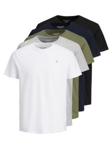 JACK&JONES Herren T-Shirt, 5er Pack - JORJXJ, T-Shirt, kurzarm, Rundhals, Baumwolle, Logo, einfarbig