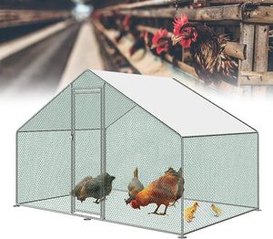 ACXIN Hühnerstall 3 x 2 x 2m Freilaufgehege Hühnerstall Tür mit Schloss Hühnerhaus Verzinkter Stahlrahmen Beschichtetes PE-Schattendach für Hühnerkäfig