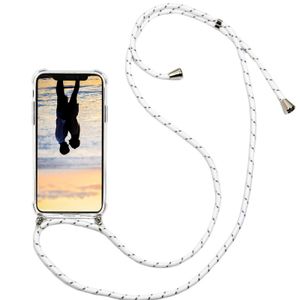 Handyhülle zum umhängen für Samsung Galaxy A12 Handykette TPU Schutzhülle mit Band Seil Kordel umhänge Hülle Cover Case Necklace Weiss