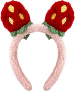 Oblique Unique Haarreifen Erdbeere Erdbeer Haarreif für Fasching Karneval Motto Party - rosa