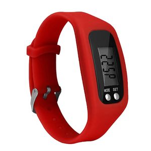 Sport Laufen Silikon Schrittzähler Kalorien Schrittzähler Digitaluhr Armband-Rot