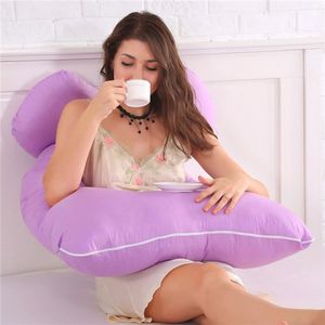 Těhotenský polštář ve tvaru U, polštář pro spaní na boku, kojící polštář se snímatelným a pratelným potahem, 60×120 cm, fialový