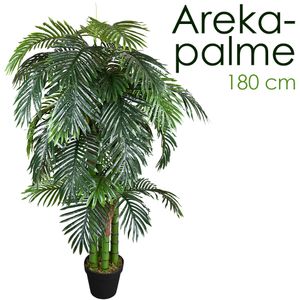 Künstliche Palme groß Kunstpalme Kunstpflanze Palme künstlich wie echt Plastikpflanze Arekapalme 180 cm hoch Balkon Dekoration Deko Decovego