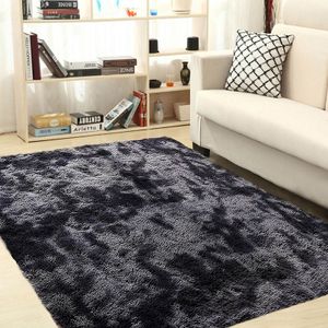(Tmavě šedý, 160 x 200 cm) Chlupatý koberec, protiskluzová podložka na hraní ze syntetického plyše, obývací pokoj, ložnice, koberec na podlahu