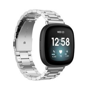 Für Fitbit Versa 4 + 3 / Sense 1 + 2 Stahl Metall Ersatz Armband Silber Smart Uhr