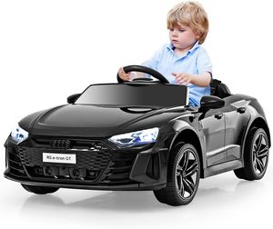 COSTWAY Audi RS Kinder Elektroauto mit 2,4 G Geschwindigkeit, 12V Kinderauto mit Musik und Scheinwerfer, 3-5 km/h, ideal für Kinder ab 3 Jahre (Schwarz)