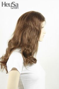 Braune Perücke Echthaar lang Frauenperücke echtes Haar 50 cm mongolisches Haar