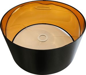 Lampenschirm Rund Retro Vintage Farbe: Schwarz/Gold Stofflampenschirm Textilschirm Ersatzschirm Tischlampe Pendelleuchte E27 Fassung Durchmesser 40cm