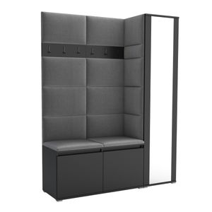 Garderobe LUTON 7 BLACK 33 - Farbe: schwarz, moderne Garderobe 40x145x186 cm, funktionelle Lösung für den Flur, Garderobe, Möbel für den Flur,