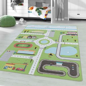 Play Verkehr anti-rutsch kinderzimmer spielmatte schlingenflor rechteckig 100x150cm grün