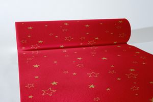 Sovie HORECA Weihnachtstischläufer Liam in Rot aus Linclass® Airlaid 40 cm x 24 m, 1 Stück - Sterne