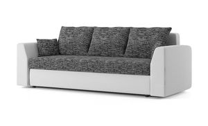 Couch PAUL mit Schlaffunktion - Schlafcouch mit Bettkasten - Stoff LAWA 17+SOFT 17 Dunkelgrau&Weiß