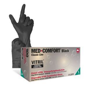 Schutzhandschuhe Vinyl-Nitril, Vitril Handschuhe, schwarz, puderfrei, 100 Stück, Größe M, Black Vitril