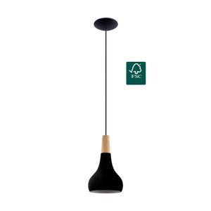 Hängeleuchte SABINAR E27 1X40W schwarz, braun H:110cm Ø18cm dimmbar
