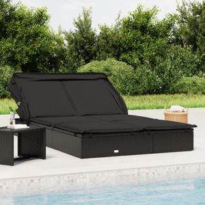 vidaXL 2-Personen-Sonnenliege mit Dach Schwarz 213x118x97 Poly Rattan vidaXL 2-Personen-Sonnenliege mit Dach Schwarz 213x118x97 Poly Rattan