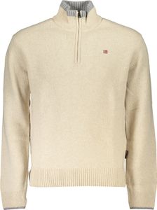 Beiger Herrenpullover mit Half-Zip und Stickerei - Regular Fit, Größe: 3XL Farbe: Beige