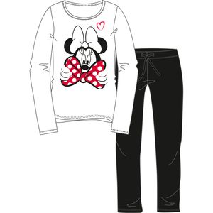 Disney Minnie Mouse Schlafanzug für Damen Pyjama Set Langarm Oberteil mit Hose Weiß/Schwarz, Größe:L